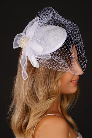 Off-White Voilet Wedding Hat Dilda Bridal Accessory