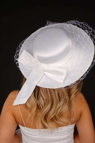 Off-White Voilet Wedding Hat Erna Tulle Bridal Accessory