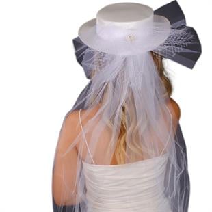 الجملة أوف وايت قبعة الزفاف Voilet مع هيرا القوس الزفاف التبعي