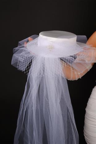 الجملة أوف وايت قبعة الزفاف Voilet مع هيرا القوس الزفاف التبعي