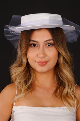 الجملة أوف وايت قبعة الزفاف Voilet مع هيرا القوس الزفاف التبعي