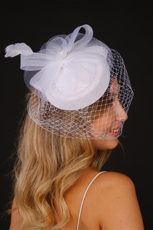 Off-White Voilet Wedding Hat Milano Tulle Bridal Accessory