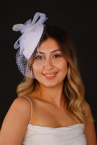 Off-White Voilet Wedding Hat Milano Tulle Bridal Accessory