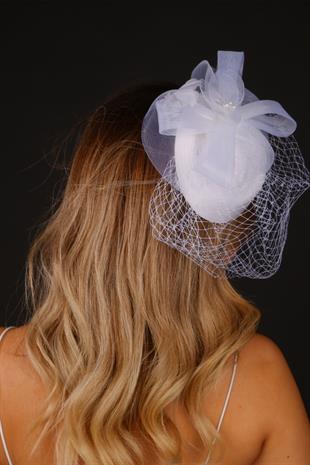 Off-White Voilet Wedding Hat Milano Tulle Bridal Accessory