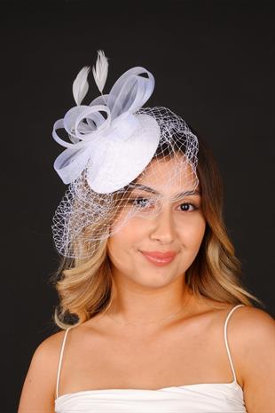 الجملة أوف وايت قبعة الزفاف Voilet مع ملحقات الزفاف الريش Peyda