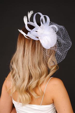 الجملة أوف وايت قبعة الزفاف Voilet مع ملحقات الزفاف الريش Peyda