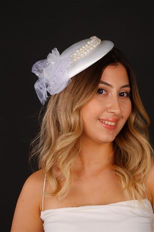 الجملة أوف وايت قبعة الزفاف Voilet ساي لؤلؤة الزفاف التبعي