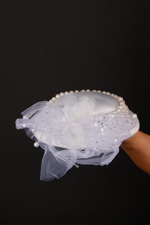 Off-White Voilet Wedding Hat Saye Pearl Bridal Accessory
