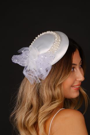 الجملة أوف وايت قبعة الزفاف Voilet ساي لؤلؤة الزفاف التبعي