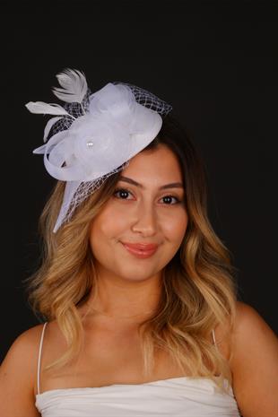 Off-White Voilet Wedding Hat Selina Bridal Accessory