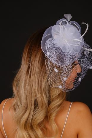 Off-White Voilet Wedding Hat Selis Bridal Accessory