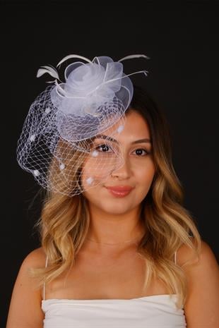 Off-White Voilet Wedding Hat Selis Bridal Accessory