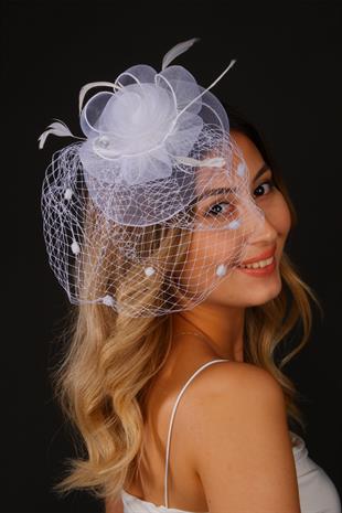 Off-White Voilet Wedding Hat Selis Bridal Accessory