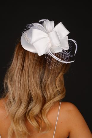 Off-White Voilet Wedding Hat Sera Bow Bridal Accessory
