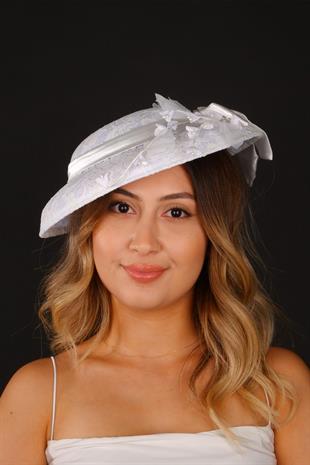 الجملة أوف وايت قبعة الزفاف Voilet فيرا الرباط الزهور ملحقات الزفاف