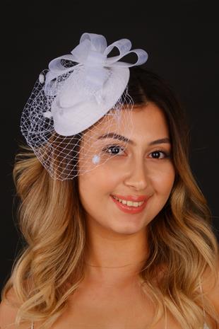 Off-White Voilet Wedding Hat Vira Bridal Accessory