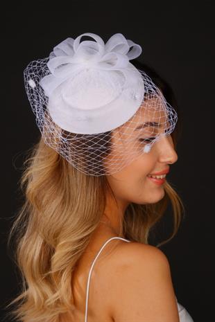 Off-White Voilet Wedding Hat Vira Bridal Accessory