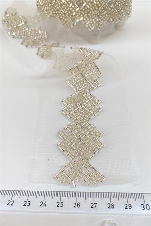 Kırık Boncuk İşlemeli Şerit Bordür