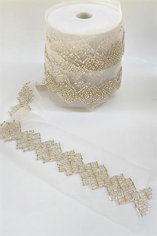 Kırık Boncuk İşlemeli Şerit Bordür