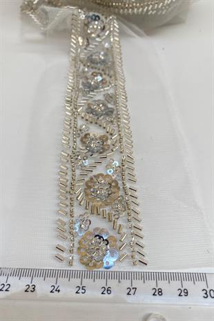 Kırık Boncuk Ve Pul İşlemeli Şerit Bordür