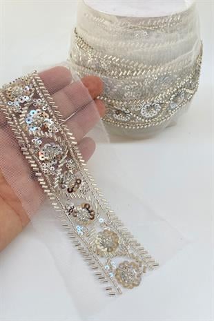 Kırık Boncuk Ve Pul İşlemeli Şerit Bordür