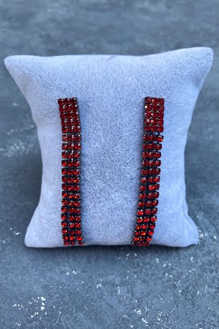 Red 3 Rows Hanging Evening Dress Earrings