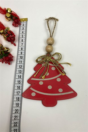 Kırmızı Ahşap Yılbaşı Süsü