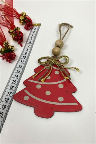 Kırmızı Ahşap Yılbaşı Süsü