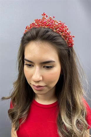Red White Spring Bridal Henna Crown