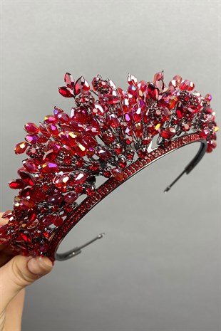 Red Apricot Beaded Bridal Henna Tiara