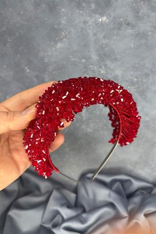 Red Asu Heavily Beaded Bridal Henna Tiara