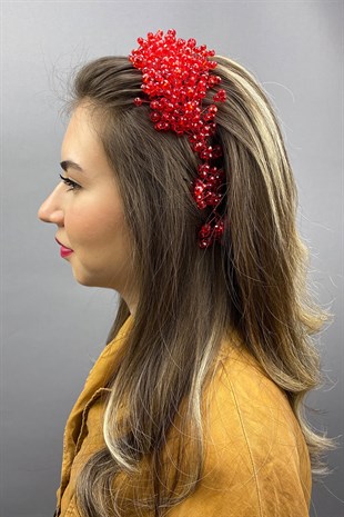 Red Asian Crystal Bridal Hair Accessory