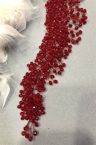 إكسسوار عمامة للشعر والكريستال الأحمر من بيلين