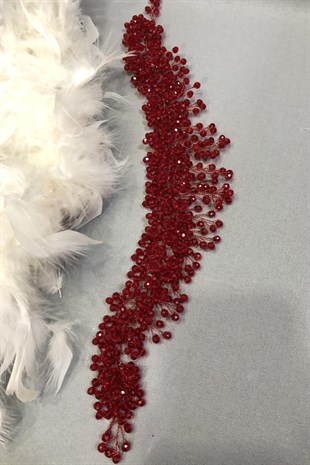 إكسسوار عمامة للشعر والكريستال الأحمر من بيلين