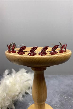 Red Bella Leaf Headband Bridal Accessory