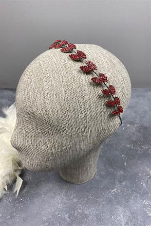 Red Bella Leaf Headband Bridal Accessory