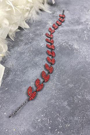 Red Bella Leaf Headband Bridal Accessory