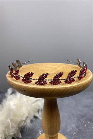 Red Bella Leaf Headband Bridal Accessory