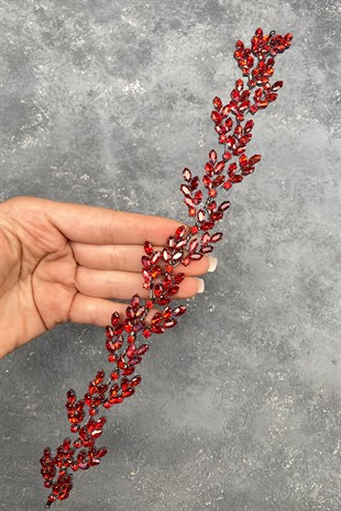 Red Beryl Leaf Motif Bridal Henna Crown Hair Accessory