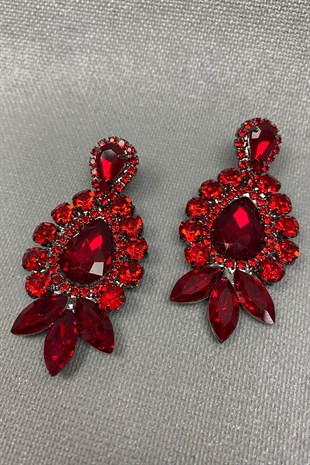 Kırmızı Berlin Gelin Kına Tacı ve Küpesi