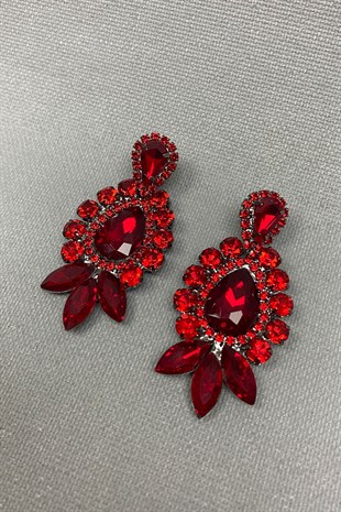 Kırmızı Berlin Gelin Kına Tacı ve Küpesi