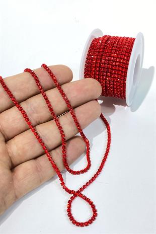 خرز حجري من Beyoğlu Swarosvki باللون الأحمر ss12