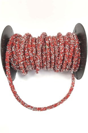 الشريط الأنابيب المطرزة حبة حمراء