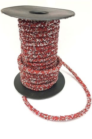 الشريط الأنابيب المطرزة حبة حمراء