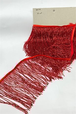 Kırmızı Boncuklu 15 cm Saçak Püskül