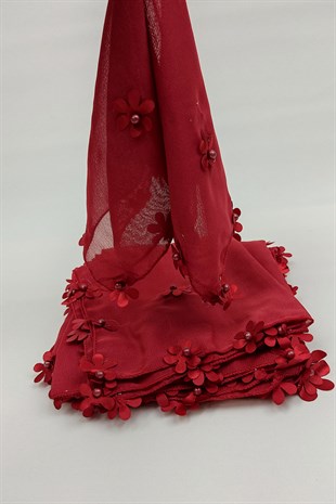 Red Flower Patterned Lux ​​Halay Handkerchief 10 pcs