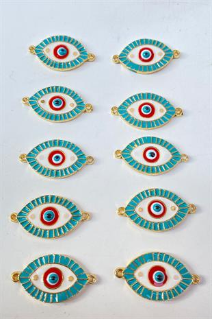 Red Double-Sided Enamel Colored Evil Eye Beads Bracelet Beads