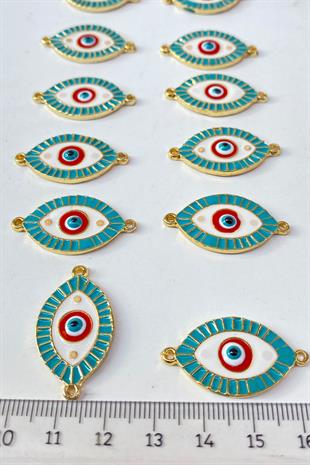 Red Double-Sided Enamel Colored Evil Eye Beads Bracelet Beads