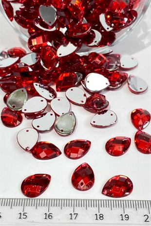 Kırmızı Damla Dikme Plastik Taş Boncuk 12 Gr