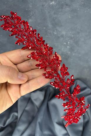 Kırmızı Defne Gelin Tacı Saç Ve Türban Aksesuarı